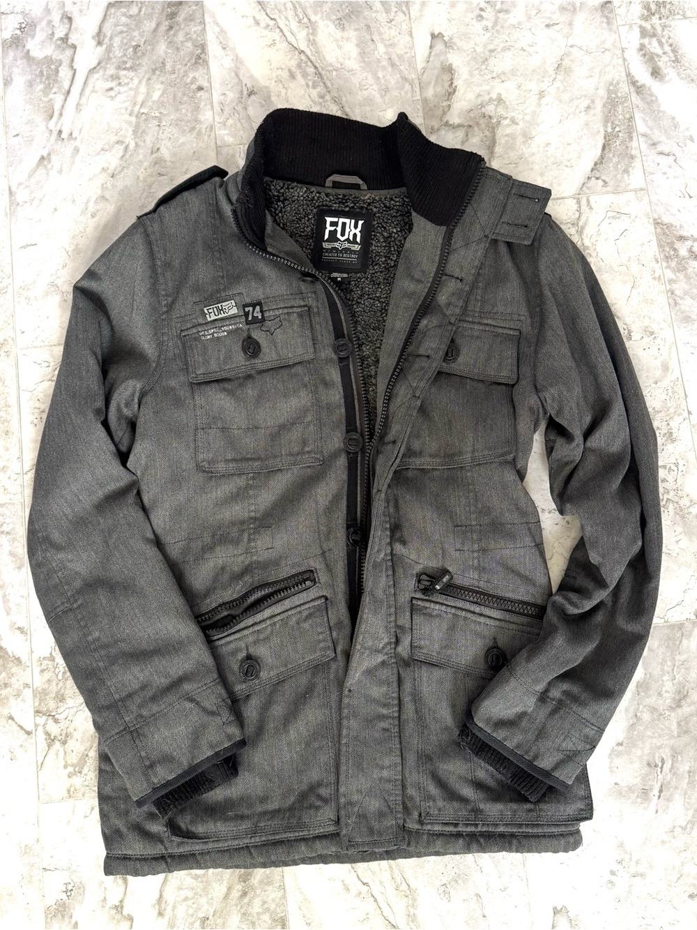 Fox Men’s Charcoal Gray Military Field Jacket